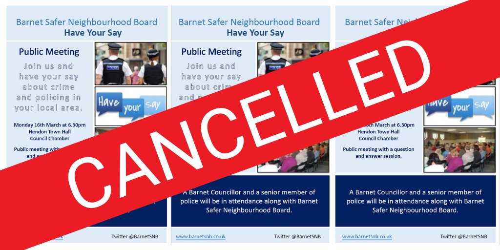 Next week's meeting has been cancelled. Due to the increasing public alarm about coronavirus, we have decided to postpone until further notice. <a href="/BarnetCouncil/">Barnet Council</a> <a href="/barnetsociety/">The Barnet Society</a> <a href="/ageukbarnet/">Age UK Barnet</a> <a href="/FairBarnet/">Barnet Fairness Commission</a> <a href="/BarnetTogether/">Barnet Together</a> <a href="/barnetplus/">@barnetplus.com</a> <a href="/TogetherBarnet/">Together in Barnet</a> <a href="/BarnetGiving/">Barnet Giving</a> <a href="/LYDSBarnet/">LYDS Barnet</a>