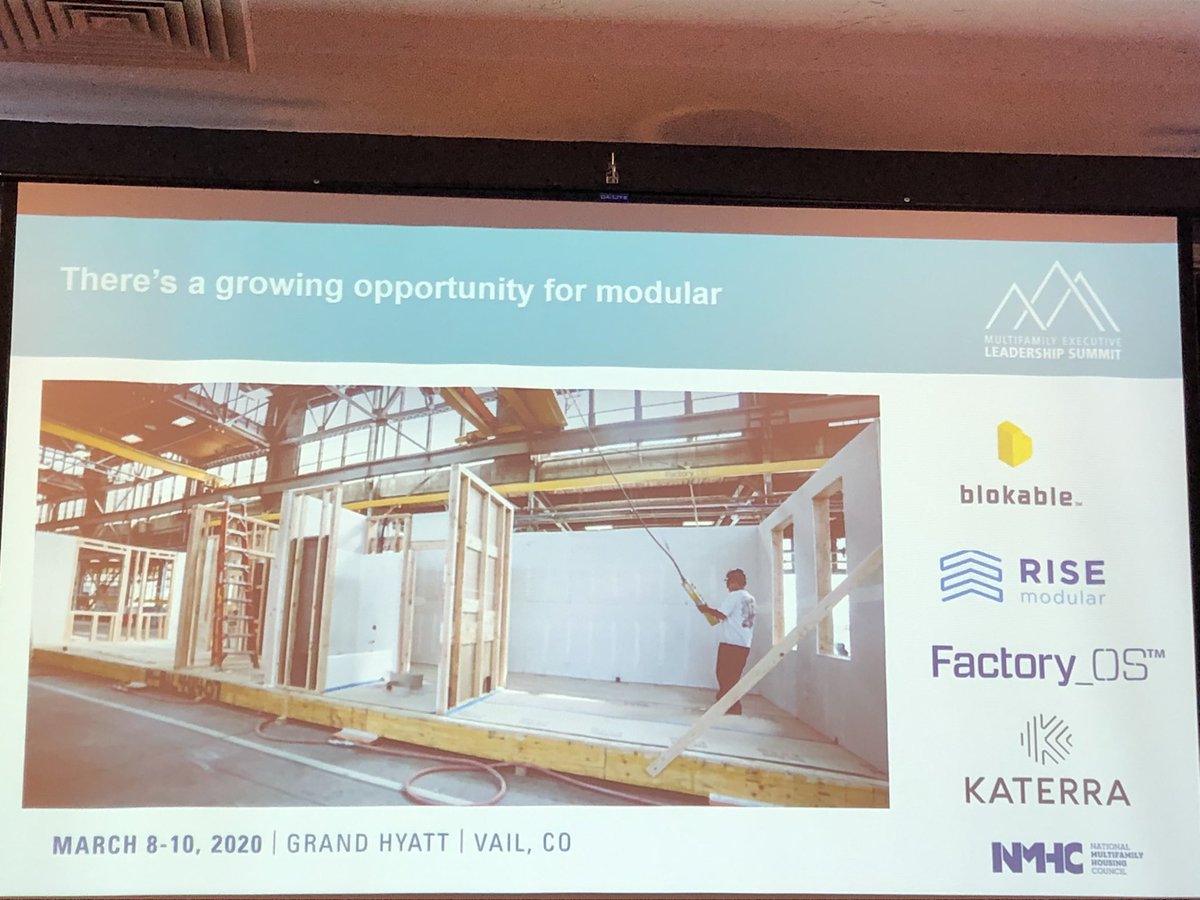 MFEmagazine's tweet photo. Hearing from @ApartmentWire this morning about how innovation and proptech can break through barriers of the industry’s challenges. For example, modular only counts for 1% of multifamily construction but is an area with lot of investment that’s going to be explored going forward. https://t.co/3vfai7VOjl