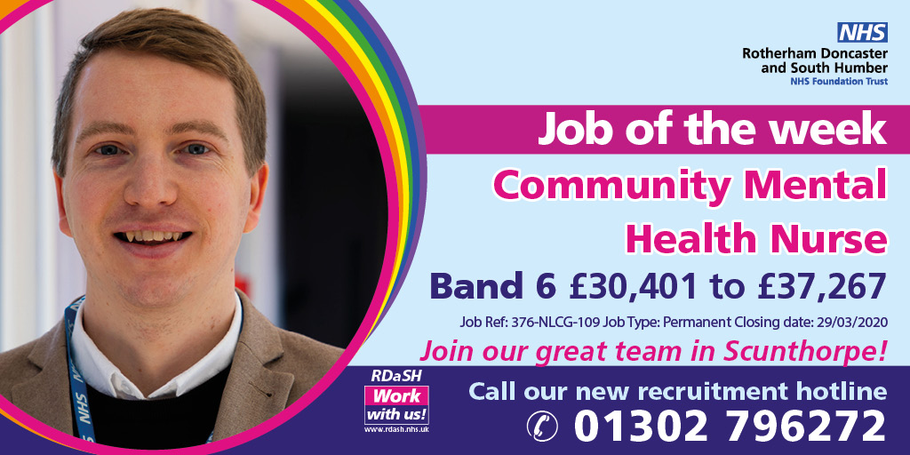 For this week's fab 'Job Of The Week' we're looking for a full time, permanent, band 6 Community Mental Health Nurse in North Lincolnshire! 

More info and how to apply here: jobs.nhs.uk/xi/vacancy/915…