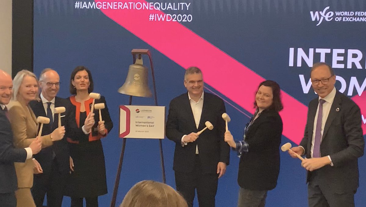HenryVania's tweet photo. Understanding the magnitude of change and realising the immense benefit that we can draw from tapping both into the female and male talent pool is key,  says #LuxSE CEO Robert Scharfe 

#ringthebell for #genderequality at @LuxembourgSE for #IWD2020

#IAmGenerationEquality https://t.co/2wZCVvyXif