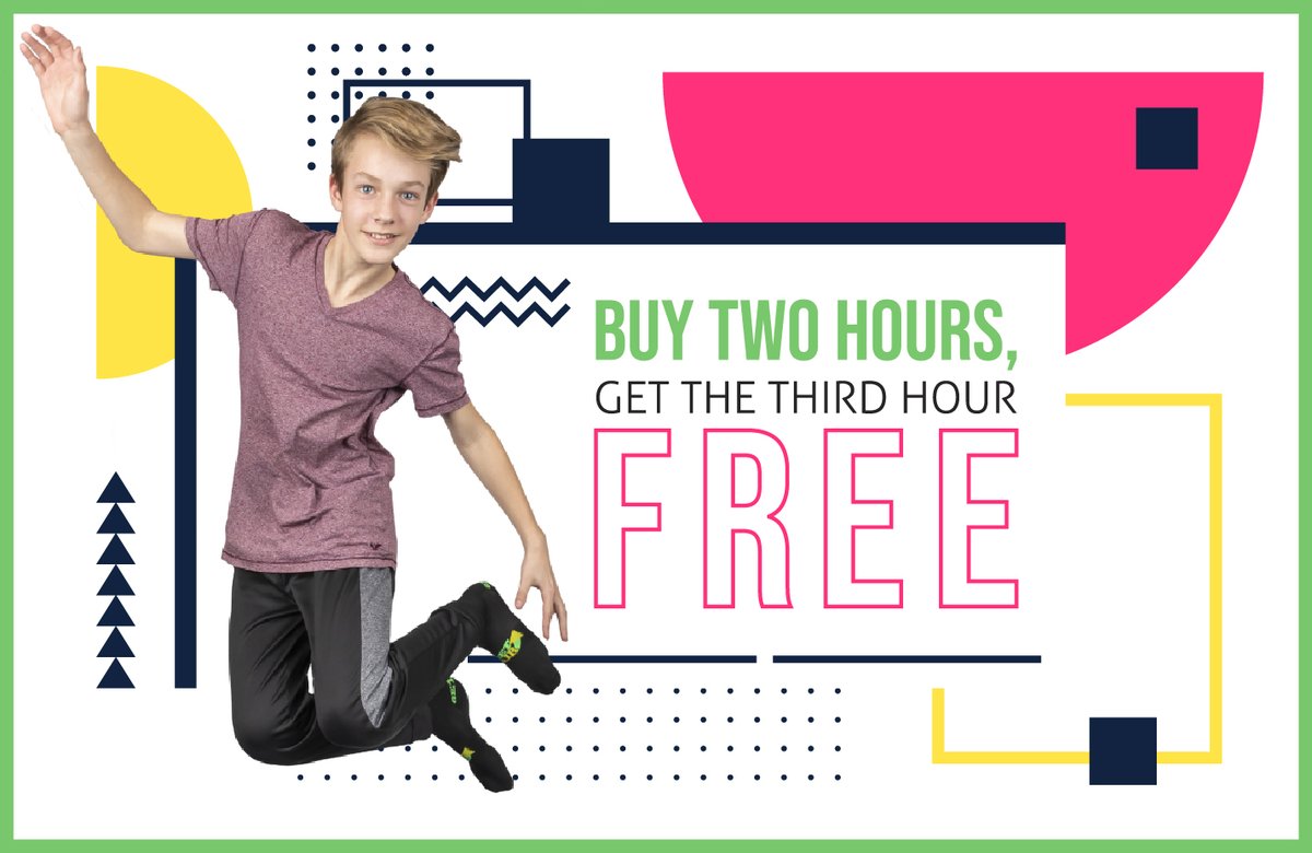 Spring forward and spring into GET AIR with this deal! You might have lost an hour during the time switch, but we're giving you one to make up for it! Buy two hours, get the third hour for FREE online at hubs.ly/H0ns2CB0 today.