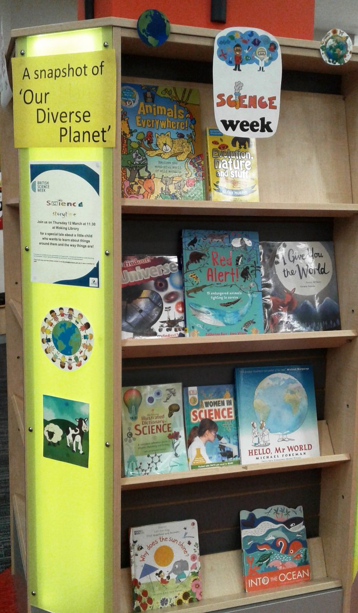 WokingLibrary's tweet photo. On #BritishScienceWeek, have a look at the 'Our Diverse Planet' display at #WokingLibrary. You might just fall in love with #STEM subjects after this! πβοΈβ£οΈ https://t.co/Dqjp9JzeW6