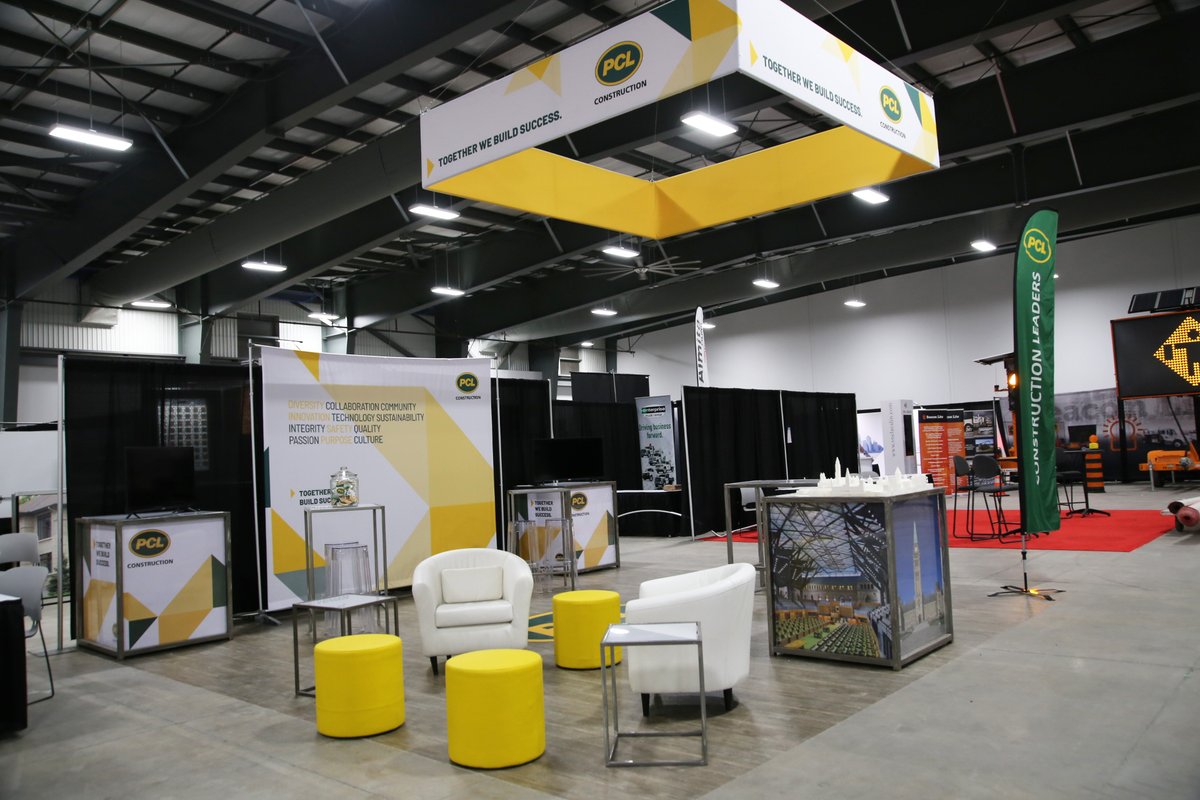Our #LouLou team had so much fun working with <a href="/PCLConstruction/">PCLConstruction</a> on the design of their two booths for the OCA 2020 Construction Symposium &amp; Tradeshow! Keeping to the PCL brand, we paired our white mickey tub chairs with bright yellow dots. #EventProfs <a href="/EYCentre/">EY Centre</a>