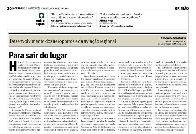 O Jornal O Tempo desse &uacute;ltimo final de semana publicou meu artigo em que falo sobre novo projeto de Lei