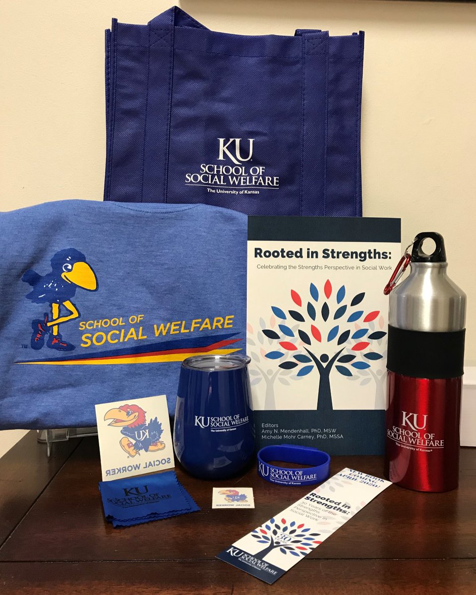 KUSocialWelfare's tweet photo. Social Work Day 2020 is coming up on April 17! Register before March 20 and you will be entered to win one of five swag bags, filled with over $60 of #KUSSW merchandise. Includes a copy of our upcoming book, our 2019 t-shirt &amp; much more! #swday2020 https://t.co/Gv8AFIqX4r https://t.co/N5npEKJRbn