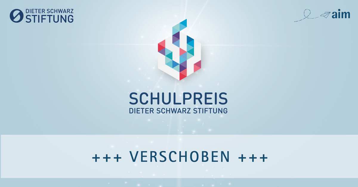 aimheilbronn's tweet photo. Die diesjährige Verleihung des Schulpreises der Dieter Schwarz Stiftung am 13. März 2020 muss verschoben werden. Ein neuer Termin wird bekannt gegeben.

#schulpreisdss20 https://t.co/gxaH1iq8qy