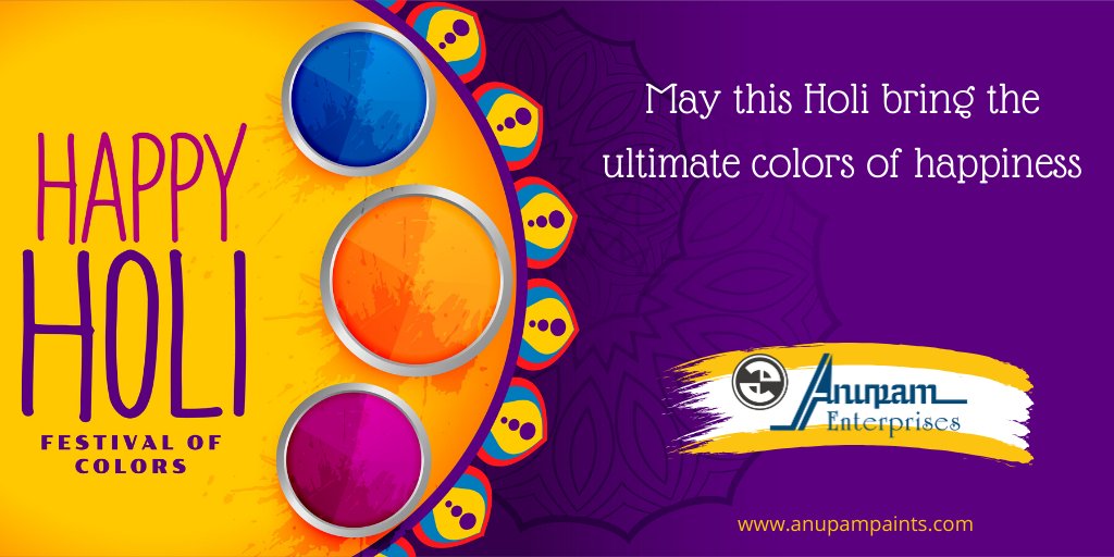 Wish you a very Happy Holi from Anupam Paints.
Bring holi pastel colors to your living room. Give a call at +91 7003830851 or write to us at info@anupampaints.com. Visit anupampaints.com
 for exciting HOLI2020 offers on Home Decor range.

#Holi #Holi2020 #HappyHoli2020
