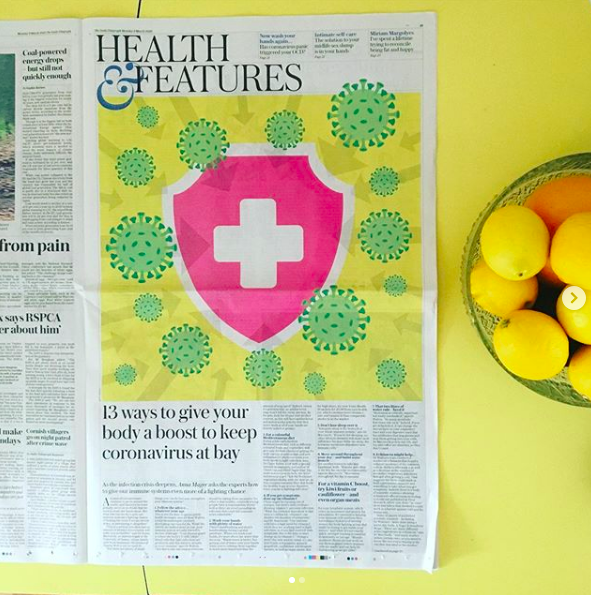 FourLeafLondon's tweet photo. Full page in today’s Telegraph! Dr Jenna Macciochi gives tips on ‘how to give your body a boost and keep Coronavirus at bay” featuring Tonic Health @DrJMacc  @Telegraph https://t.co/oKxrvlE3Wi
