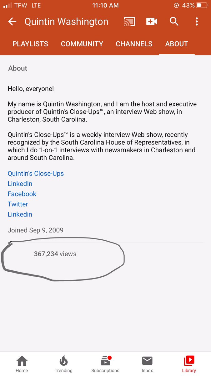 QuintinOnCamera's tweet image. 367, 234 views AND counting on YouTube; more views on my FREE “Quintin’s Close-Ups” App. 

#WatchQuintinscloseups #interviews #chsnews #sctweets #scnews #scpol #CHS #Quintinscloseups