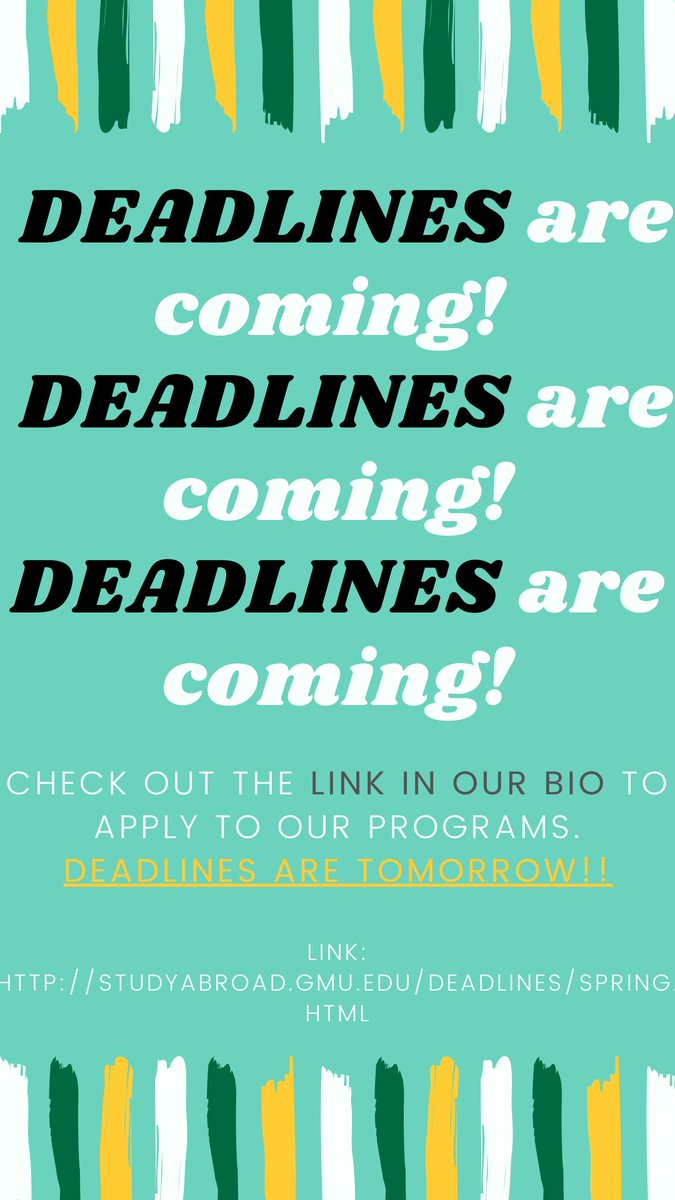 masonglobal's tweet photo. Some of our program deadlines are TOMORROW!! Don't miss out and apply ✈️✈️✈️ 
Link: https://t.co/phNM52dmpZ https://t.co/cmlkvxAjfu