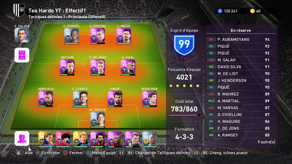 TeoHardo's tweet photo. J'ai enfin un onze 100% #Barca ! #PS4share #PES2020 #eFootballPES2020 #PES2020Lite #myClub #PS4 #Gaming #Konami https://t.co/OTCSDjnSCF