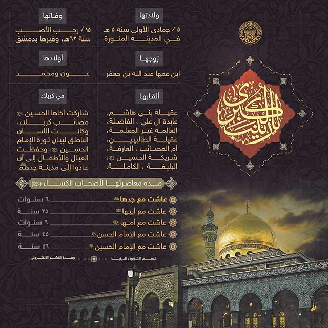 عظم الله أجورنا وأجوركم بذكرى وفاة السيدة زينب عليها السلام 
السيدة_زينب #بطلة_كربلاء #البحرين #بحرين #المنامة #سترة #المالكية #كرزكان #كرباباد #جدحفص #السنابس #الديه #الدراز #العكر #النويدرات #النعيم #كرانة #دمستان #سند #الجفير #الدير #سماهيج #مقابة #ال… ift.tt/2VVrVFQ