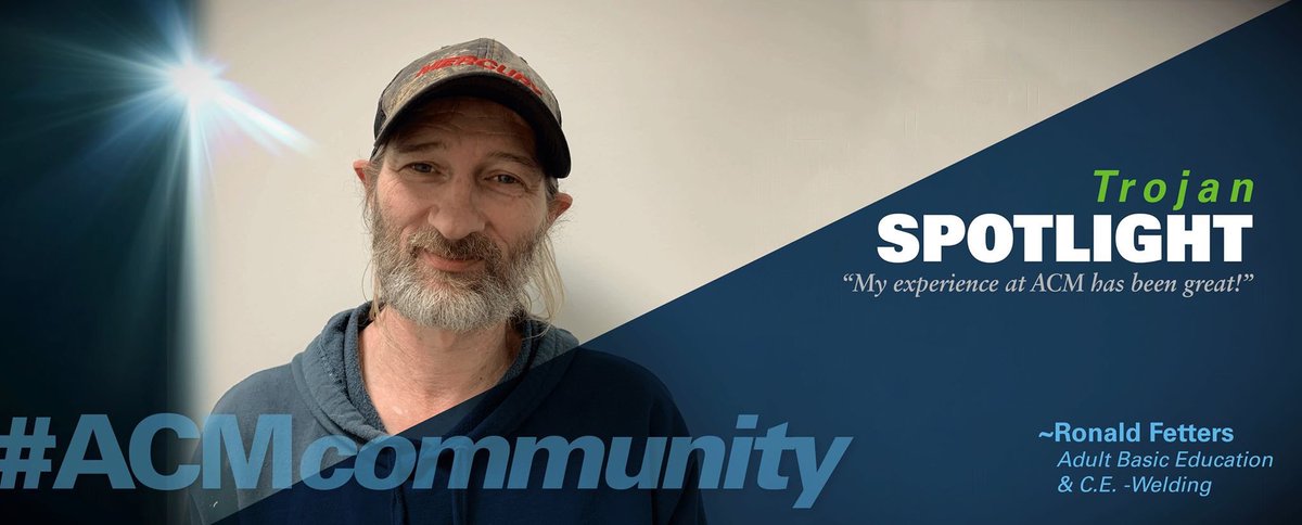 alleganycollgmd's tweet photo. Today, we shine the Trojan Spotlight on ACM ABE and CE student, Ronald Fetters.
https://t.co/hPrvVWgiKp
#EngageYourFuture #alleganycollegeofmaryland #ExperienceACM #spotlight #trojanspotlight #manyhands #thankyou #student #ABE #CE #continuingeducation #welding #RonaldFetters https://t.co/gRQnzxpTBq