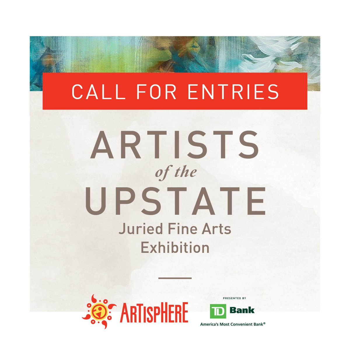 The 2020 Artists of the Upstate Juried Exhibition is a local art exhibition presented by Artisphere (supported by a grant from the Metropolitan Arts Council). Open to artists 18+ living in the Upstate. 

Visit artist.callforentry.org/festivals_uniq… for submission details.