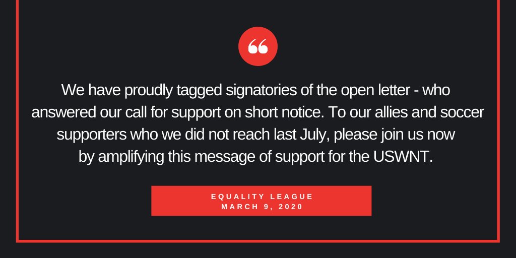 Equality League (@equalityleagues) on Twitter photo #InternationalWomensDay2020 marked the one-year filing anniversary of <a href="/USWNT/">U.S. Women's National Soccer Team</a> #genderdiscrimination lawsuit. We reaffirm support for women in football worldwide by posting our 7/15/19 open letter bit.ly/3aG2KeQ to <a href="/ussoccer/">U.S. Soccer</a> <a href="/CACSoccer/">Carlos Cordeiro</a> <a href="/FIFAcom/">FIFA</a>.#EqualPay #GenderEquality #InternationalWomensDay2020 marked the one-year filing anniversary of <a href="/USWNT/">U.S. Women's National Soccer Team</a> #genderdiscrimination lawsuit. We reaffirm support for women in football worldwide by posting our 7/15/19 open letter bit.ly/3aG2KeQ to <a href="/ussoccer/">U.S. Soccer</a> <a href="/CACSoccer/">Carlos Cordeiro</a> <a href="/FIFAcom/">FIFA</a>.#EqualPay #GenderEquality
