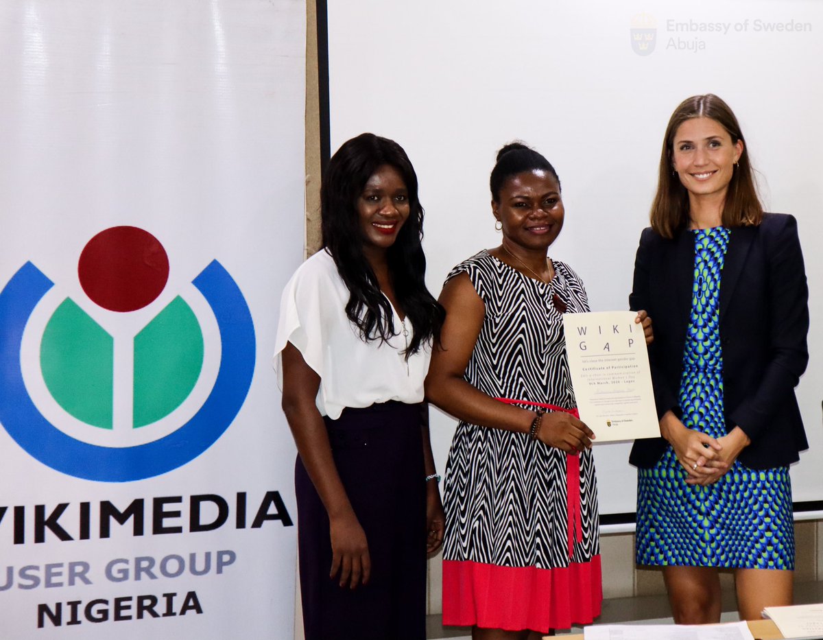 SwedeninNigeria's tweet photo. Kudos to members of @WikimediaNG for gathering 30 female Nigerian journalists in Lagos today to close the gender gap online by creating &amp; improving existing @Wikipedia articles about Nigerian women!✍🏽

Let’s close the G  A  P together! 💪🏼

#WikiGap
#IWD2020
#SwedenInNigeria🇸🇪🇳🇬 https://t.co/fgvMvBEcc0