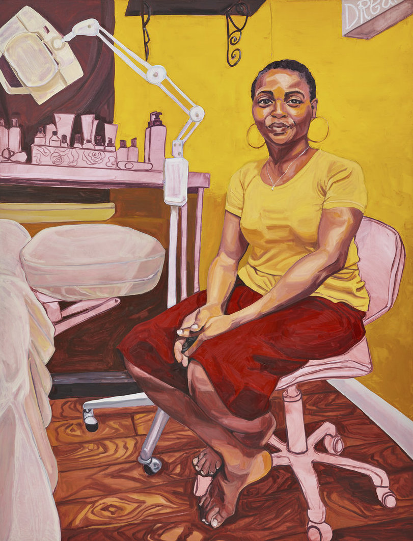 Portraits by American painter Jordan Casteel, 2010s, known for her large-scale oils depicting people from the communities in which she's lived and worked, including New Haven, Harlem, and Newark