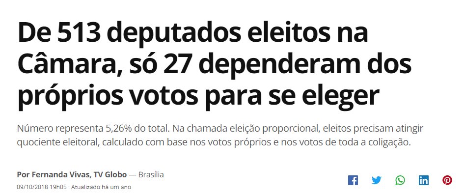 leonardholucena's tweet image. A - Apenas 27 dos deputados eleitos dependeram dos próprios votos para se elegerem.
B - O presidente dependeu totalmente dos próprios votos para se eleger.
C - O Congresso representa mais o Brasil (povo) que o Bolsonaro (presidente).

De A e B, decorre que C é falso.

#BasicLogic