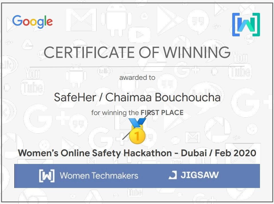 Women's Online Safety Hackathon - Dubai / February 2020 : a memorable experience not to be forgotten.
I very much appreciate and value the help and guidance provided during this special event.

<a href="/WomenTechmakers/">Women Techmakers</a> <a href="/Jigsaw/">Jigsaw</a>

#WTMHackathon #WTMHackathonMENA #IWD2020