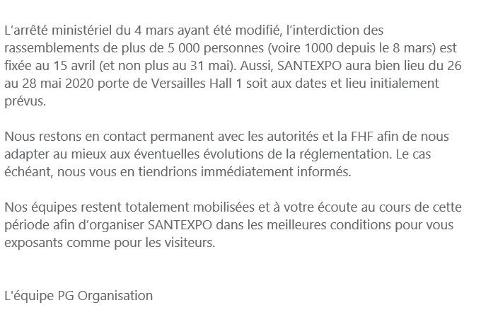 parisSANTEXPO's tweet photo. ⚠MAINTIEN DES DATES #SANTEXPO 2020⚠  ⬇ https://t.co/0xSuyEGoRy
