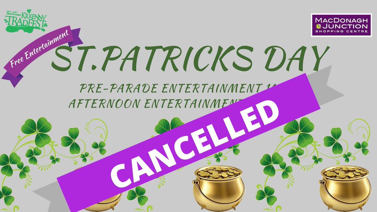 Upon reviewing the current status of the COVID-19 outbreak, we have decided to cancel our St Patrick's Day live performances. We do apologize for the change in circumstances but  our customers, performers and employees welfare is our main priority at this time.