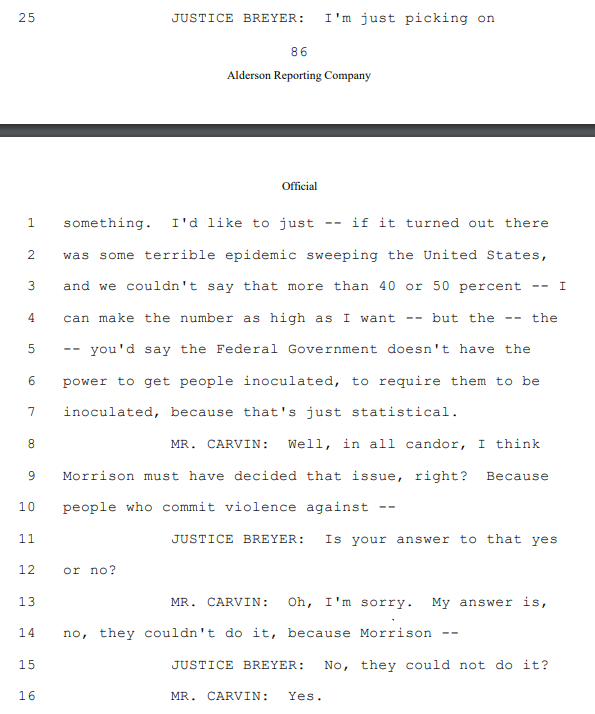 Here's the exchange during the 2012 Obamacare case: