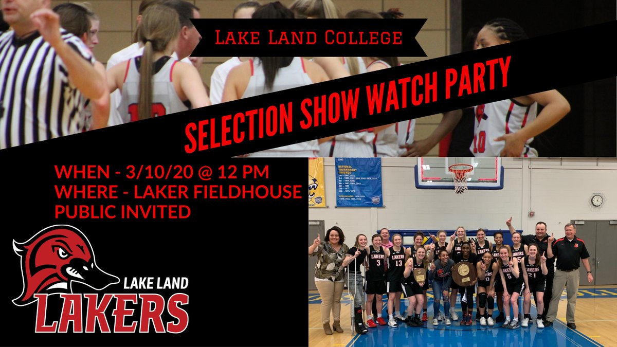 The public is invited to the 2020 NJCAA Women's Division II Watch Party being hosted at Lake Land College on Tuesday, March 10th @ 12 pm. Come out and celebrate the basketball team's national tournament birth. 
<a href="/ColesCounty/">Coles County Sports</a> <a href="/JGTCSports/">JG-TC Sports</a> <a href="/899themax/">89.9 The Max - WLKL</a> <a href="/LaneOnAir/">Lane Blickem</a>  <a href="/DavidWJohnson10/">David W Johnson</a>