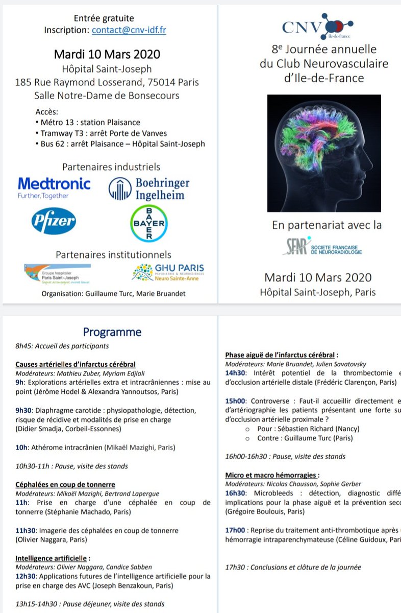 Rdv demain 10 mars 8h45 à l'hopital saint-Joseph (Paris) pour la 8eme journée annuelle du CNV-IDF! La journée est maintenue et nous vous y attendons nombreux ! 
Au plaisir de vous voir demain! 
Le Bureau du CNV-IDF
