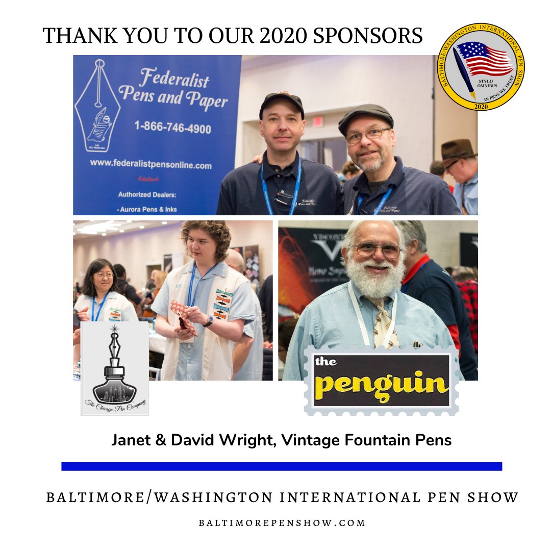 Many, many thanks to our 2020 sponsors: <a href="/chicago_pen/">The Chicago Pen Company</a> <a href="/FederalistPens/">Federalist Pens</a> <a href="/rickpropas/">The PENguin</a> and Janet &amp; David Wright. Be sure to consider these retailers when making your next purchase of pens, paper, ink and vintage writing tools. 

#BWIPS2020
