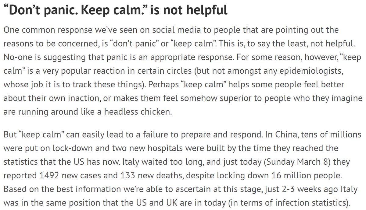 One of the most common responses on social media to people trying to explain what's really going on is "don't panic".This patronizing response is neither appropriate or helpful. Don't do it.8/