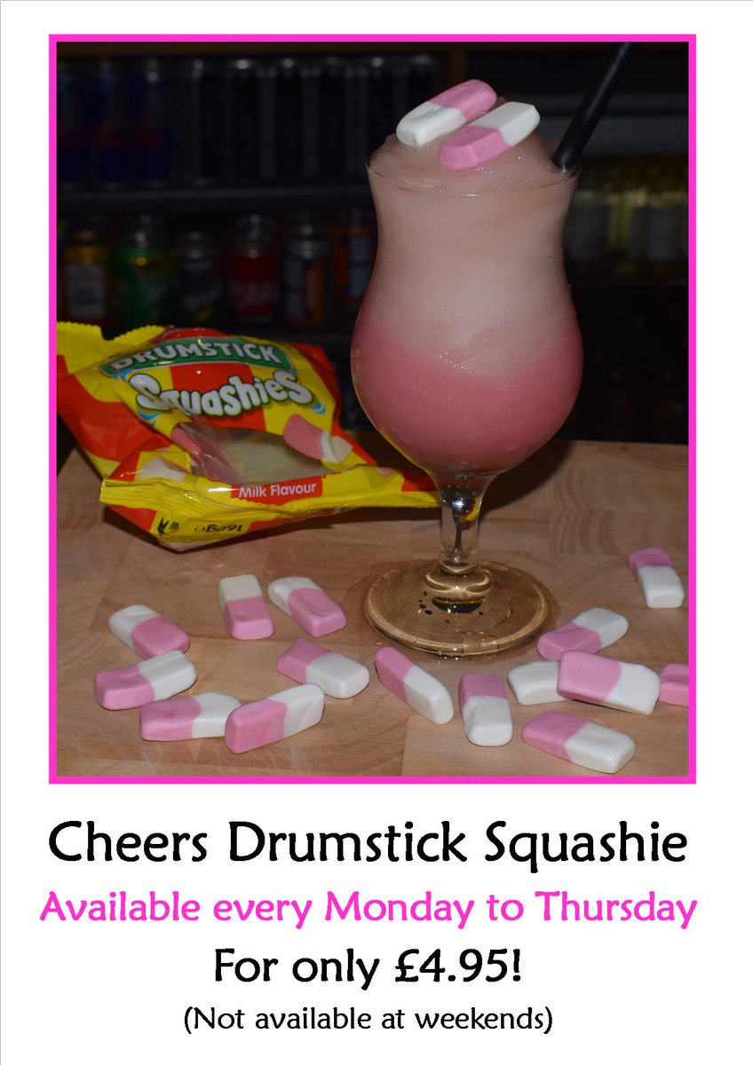 CheersCafeBar's tweet photo. We are bringing back Drumstick Squashie cocktails every Monday to Thursday! 😋
Even better news is that they will be discounted to only £4.95!!! 😍😍😍

#Cocktail #Drumstick https://t.co/L9v2VcwmBs