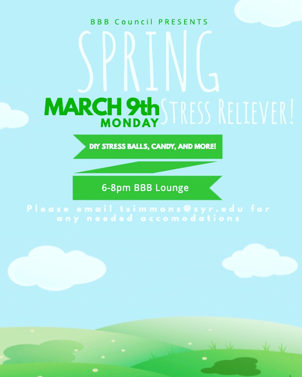 BBB Hall Council is holding a stress relieving event this week! Stop by and go check it out!