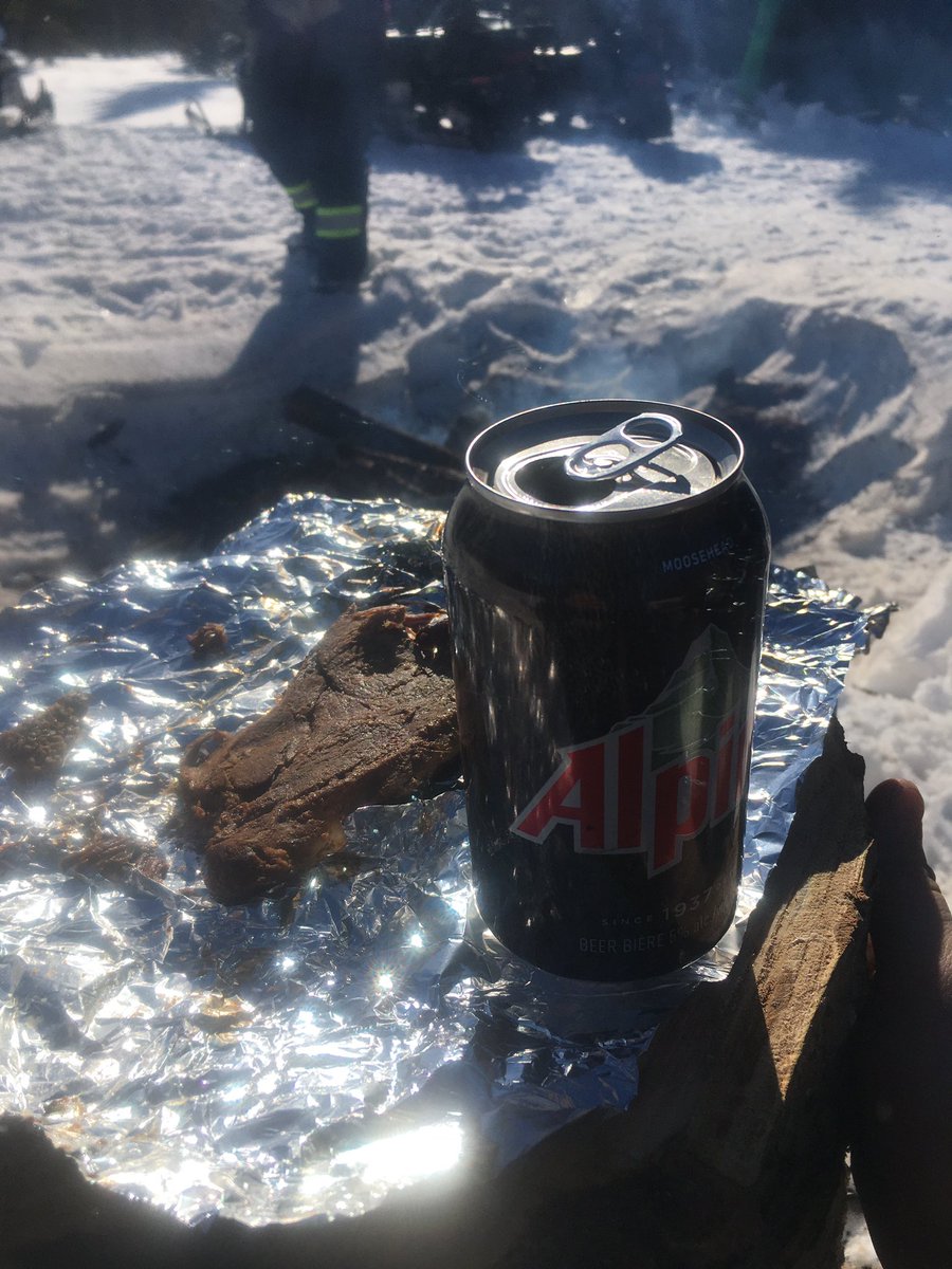 thebottlecap13's tweet photo. Cold alpine and moose steak on a fire. Does it get any better?? @alpinelager https://t.co/M8pNVXGQjZ