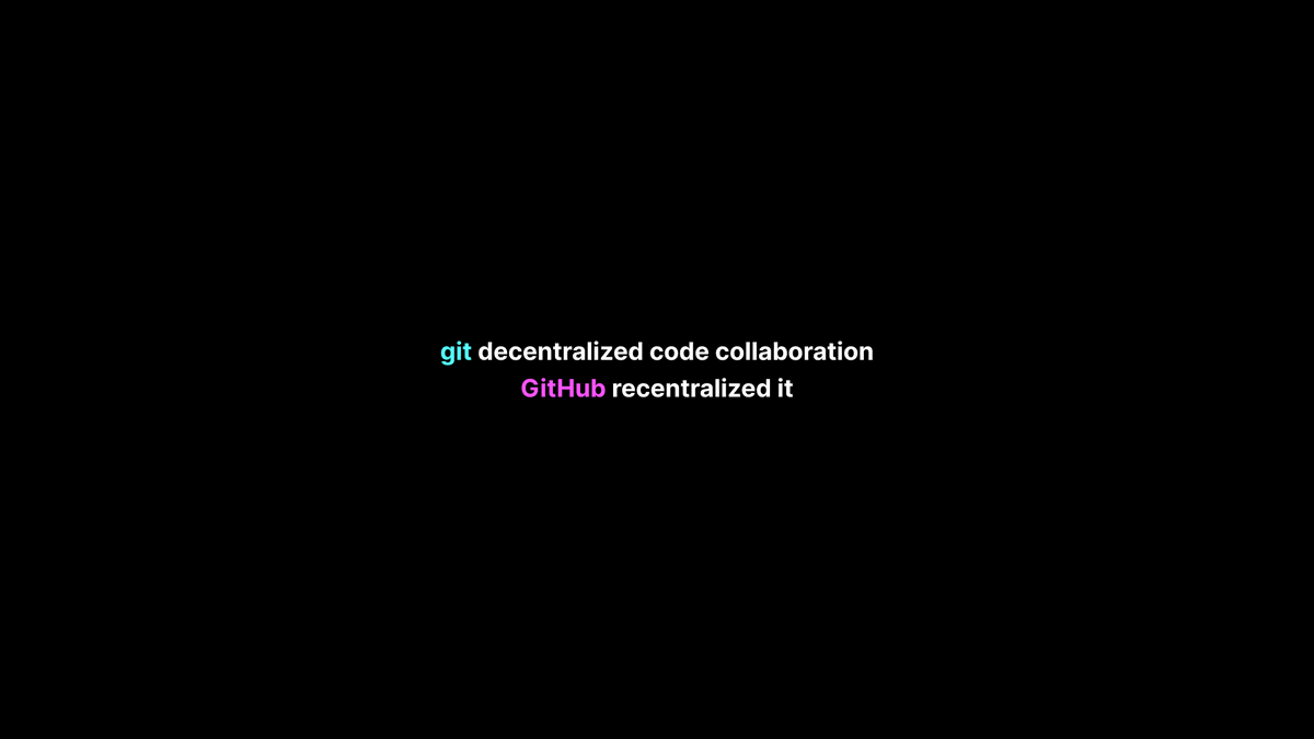 22/ As p2p tech advances and starts to displace the once unique qualities of hosted platforms like network effects, rich UIs, and communities, we ask ourselves — why do we need GitHub? Git was *designed* to be peer-to-peer...Why can’t we have peer-to-peer code collaboration?