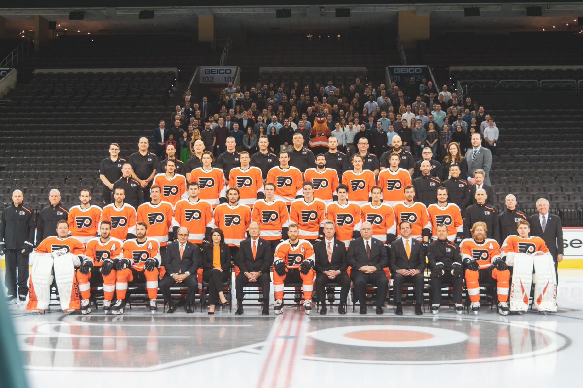 NHLFlyers's tweet photo. Lots of reasons to be smiling at @WellsFargoCtr for picture day. #NowOrNever https://t.co/q5HscFTzJ3