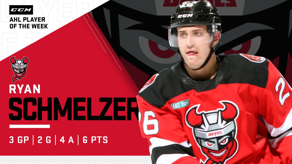 With six points in three games, <a href="/BingDevils/">Binghamton Devils</a> forward Ryan Schmelzer is the <a href="/CCMHockey/">CCM Hockey</a> / AHL Player of the Week.

Details: bit.ly/3aGvR1r