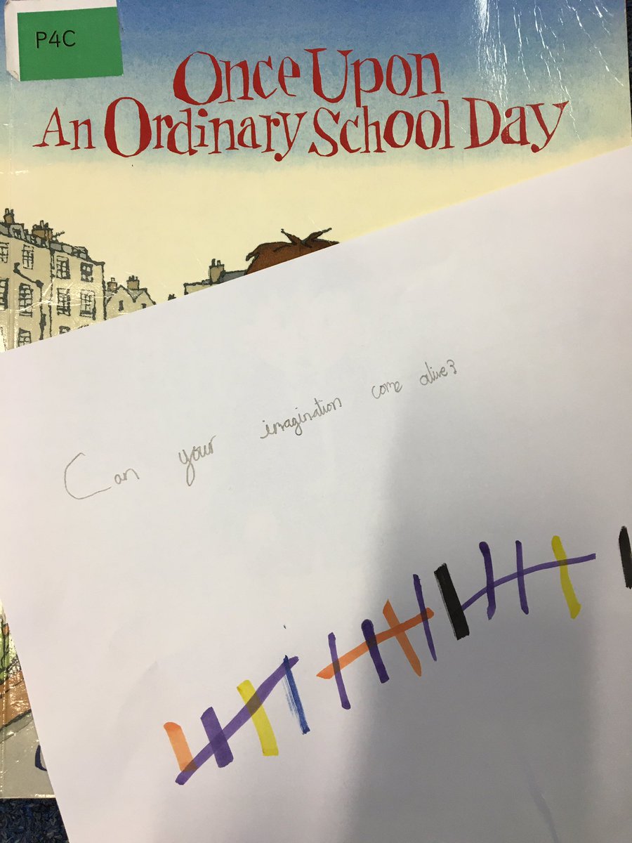 LittleStanion's tweet photo. Great P4C today. Blue class held a discussion about imagination. The stimulus was Once Upon an Ordinary School Day. Great work guys @SAPERE_P4C #P4C https://t.co/ncfEoH8l4i