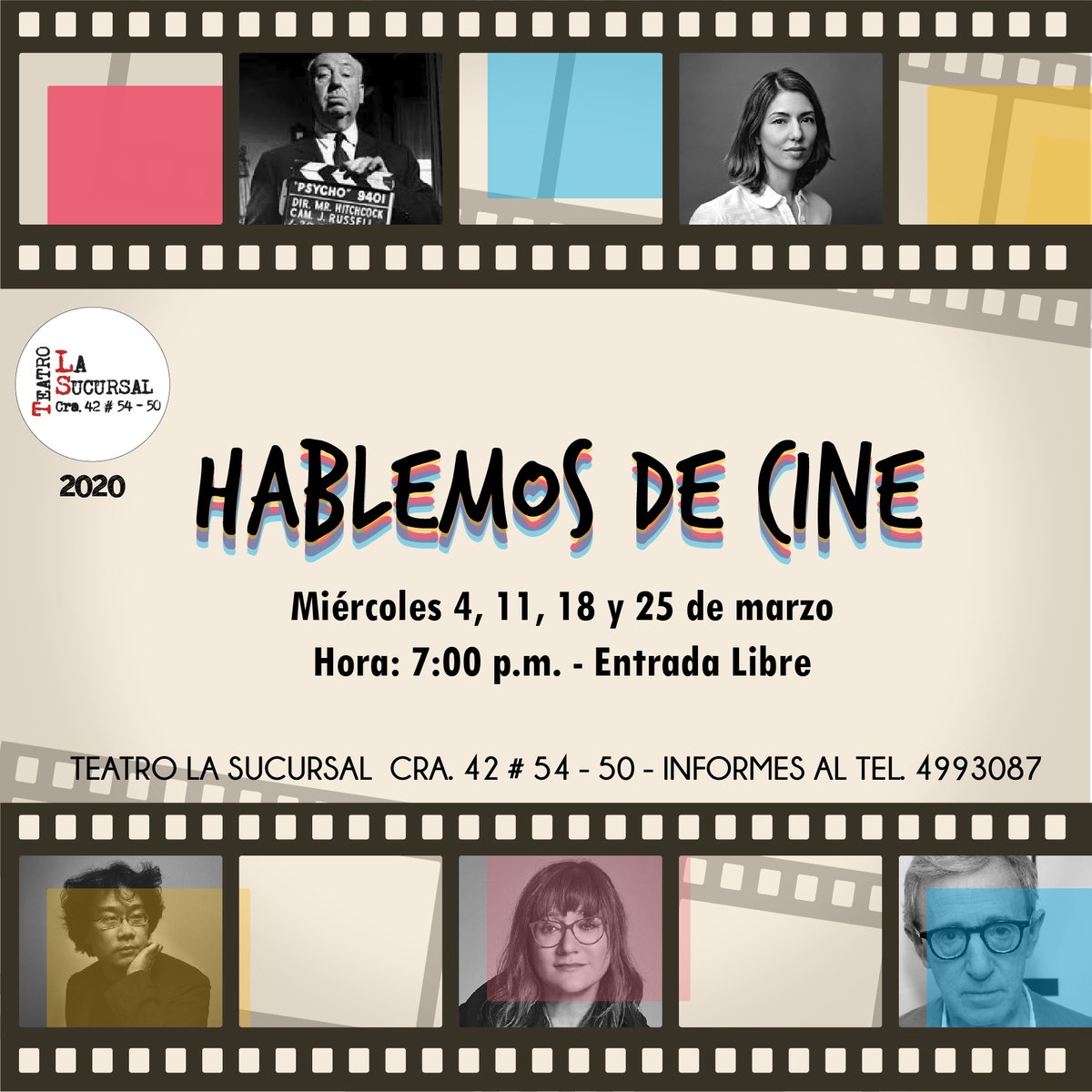 Ven todos los miércoles al Teatro <a href="/LSucursal/">Lopez_Mateos Sucursal</a>  y Hablemos de Cine a las 7:00 p.m. con #EntradaLibre

Mayores informes al tel. 4993087 #TeatroLaSucursal #Cine #Conversemos #FelizMiércoles #Medellín