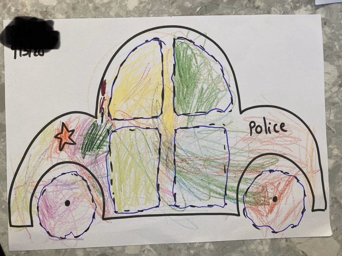 TheRoseGardenDN's tweet photo. Our Pre-School children have enjoyed making police car pictures today #RG https://t.co/LA3wX3lM48