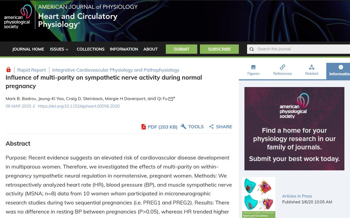 ajpheartcirc's tweet photo. #ArticlesInPress #RapidReport Influence of multi-parity on sympathetic nerve activity during normal pregnancy
https://t.co/yIk3gKIsoQ
@UTSWNews

#Pregnancy #CVdisease #multiparity #sympatheticnerveactivity https://t.co/Kkd2pBqzSb