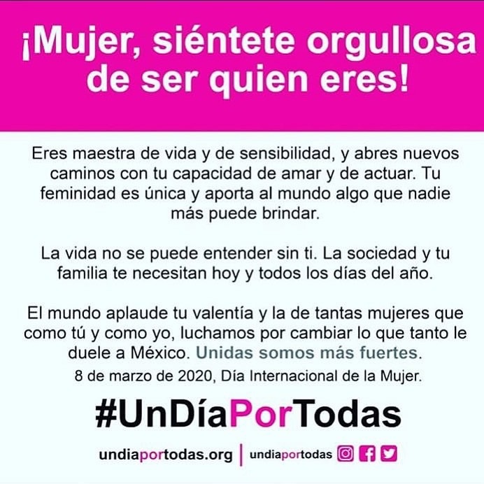 alern4's tweet photo. MUJER SIÉNTETE ORGULLOSA DE SER QUIEN ERES! #undiaportodas #TodaVidaVale #MujeresPorLaPaz 
https://t.co/O2PCVQOqSA https://t.co/YMRMeHe9aT