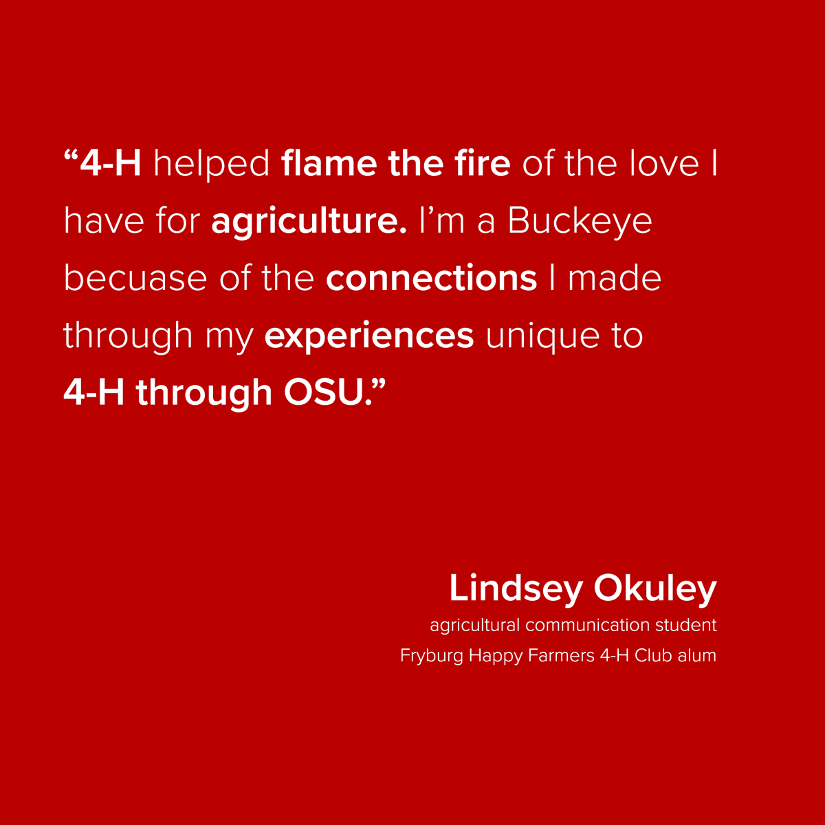 ACELatOSU's tweet image. Lindsey Okuley is a first-year studying agricultural communication from Wapakoneta, Ohio - Auglaize County.

Visit our blog to learn more about how #Ohio4H shaped Lindsey's future as an agricultural communicator.

u.osu.edu/acel/2020/03/0…

#ACELatOSU #CFAES #Ohio4HWeek