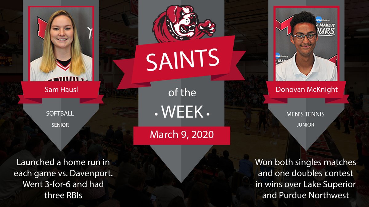 MaryvilleSaints's tweet photo. Congrats to our Saints of the Week for March 9, 2020 - Sam Hausl from softball 🥎 and Donovan McKnight of the men's tennis 🎾 team! #BigRedM 🐾 https://t.co/R3ut9oFxvB