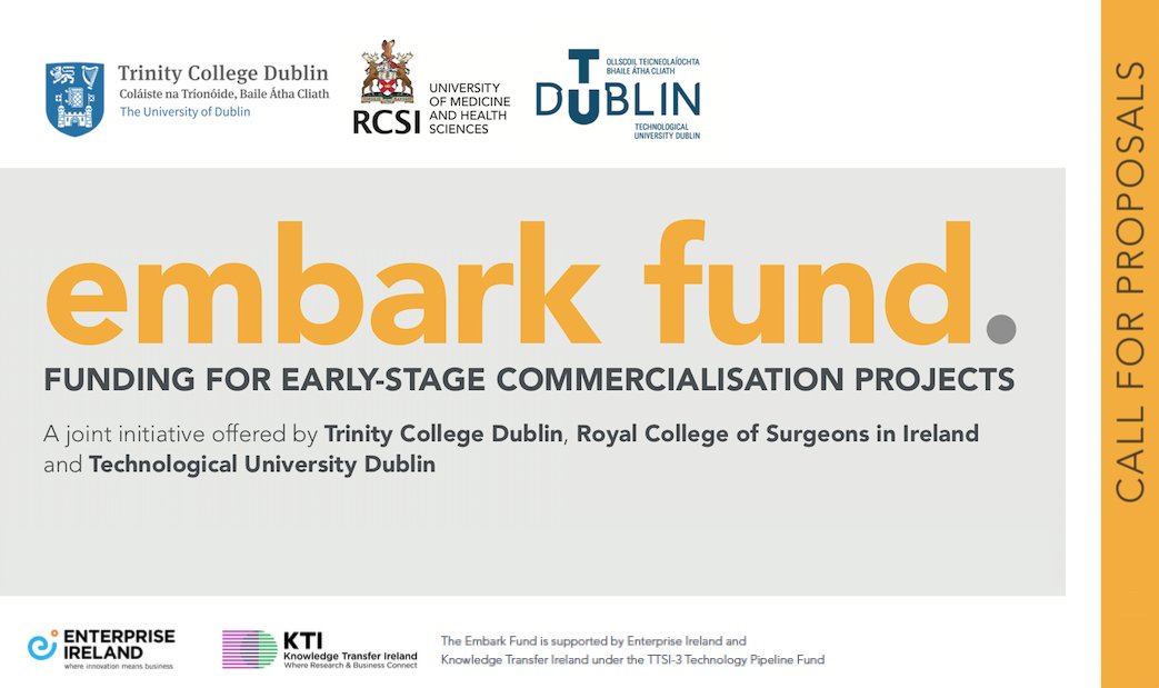 RCSI_Irl's tweet photo. Researchers, would you like to commercialise your innovation?

We've joined @tcddublin and @WeAreTUDublin to launch the Embark Fund to support your projects. https://t.co/59p2oWDFAK https://t.co/zsIgmADUny