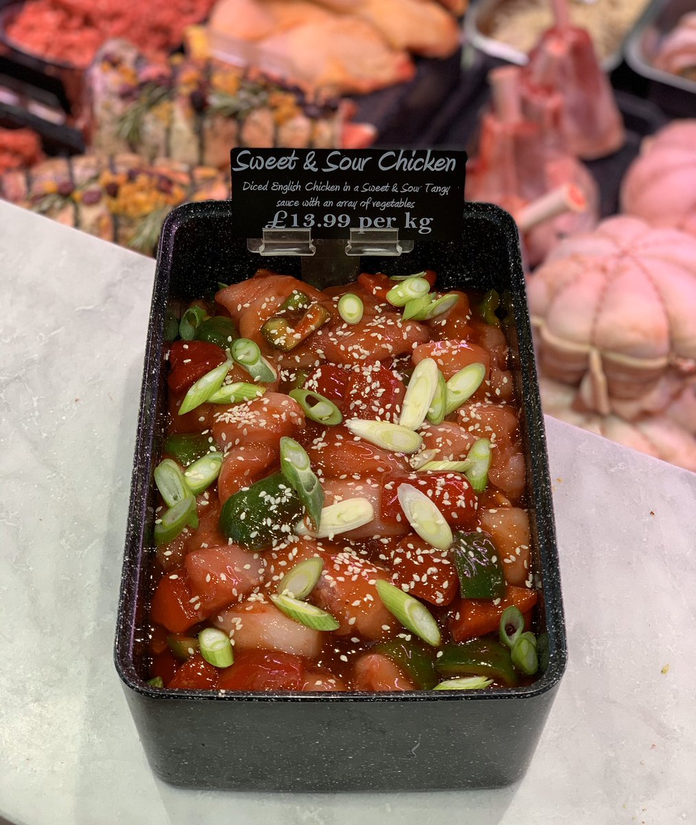 ⭐️SWEET &amp; SOUR CHICKEN ⭐️                 Made with lovely big chunks of diced chicken 👌🏼#knowwhatyoueat #butchers #butcher #qualitymeals #lightwater #bagshot #windlesham #chobham #westend #camberley #sunningdale #surrey #surreyheath