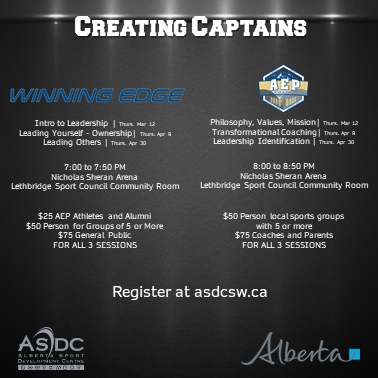 Learn what current research is telling us about leadership and how to apply the findings to your athletes. The first Winning Edge/AEP Creating Captains sessions is this Thursday. Register today at asdcsw.ca. #yql