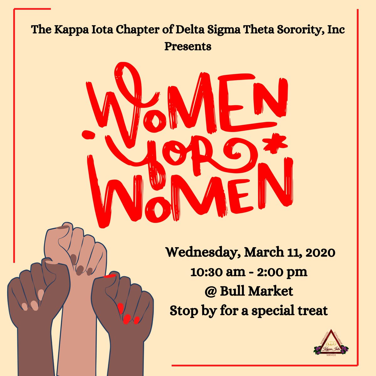 Join the Kappa Iota Chapter of Delta Sigma Theta Sorority, Incorporated this Wednesday at Bull Market for a special treat as we celebrate Women’s History Month ✨😊
#WomensHistoryMonth