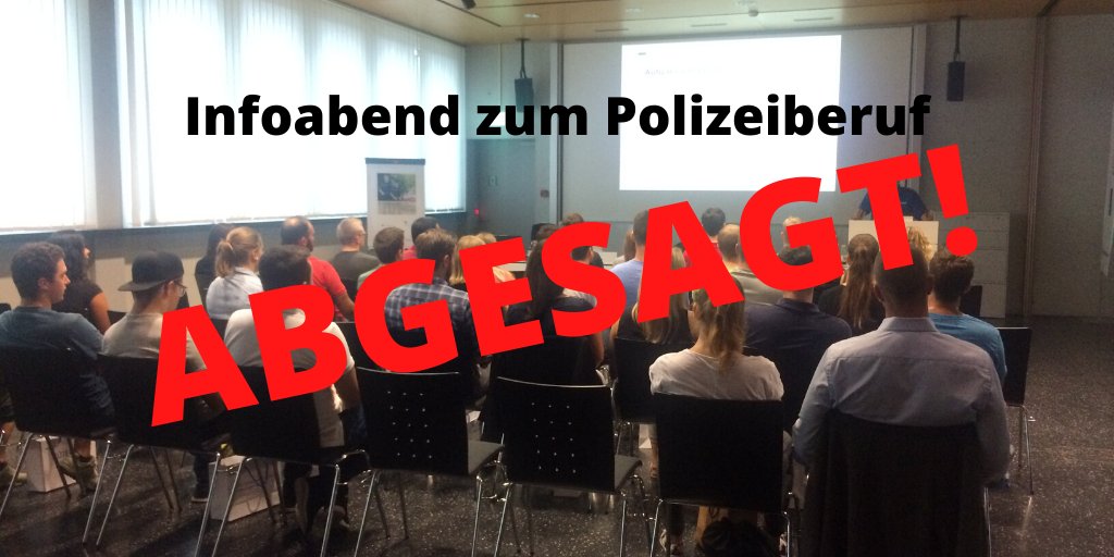 ZugerPolizei's tweet photo. ❗ Wichtige Mitteilung ❗
Der #Informationsabend zum #Polizeiberuf vom kommenden Mittwochabend ist abgesagt. Grund dafür ist die momentane Situation um das Coronavirus.
Ebenfalls abgesagt ist die #Fundfahrradversteigerung vom Mittwoch, 18. März 2020 in Cham. ^klfr https://t.co/lwJrTcHbjL