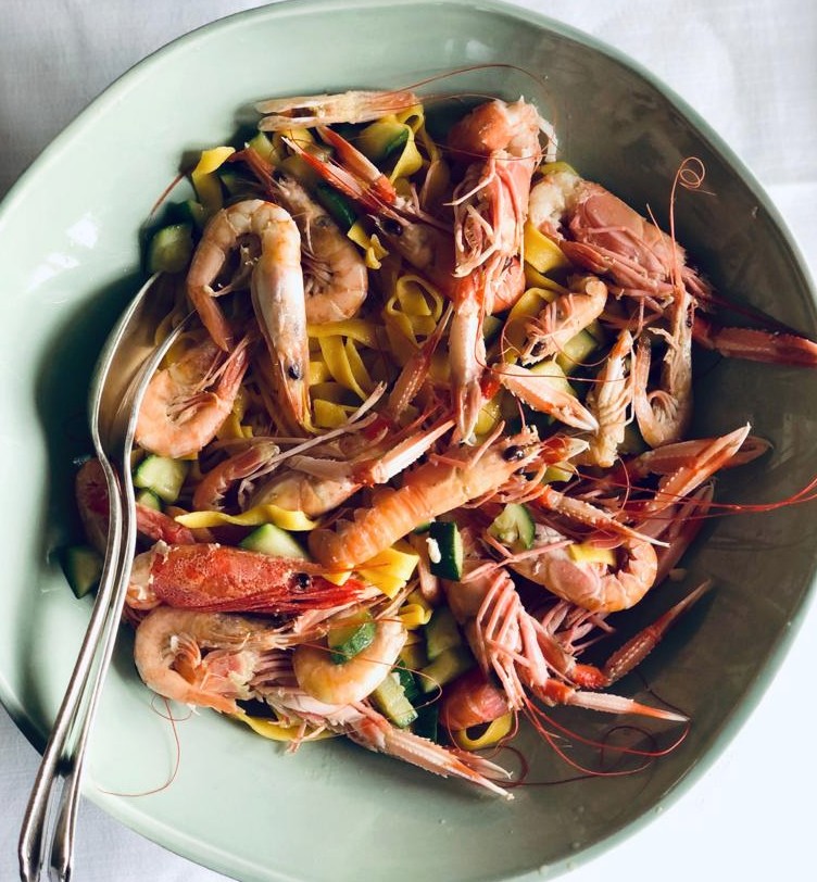 Delicious home made tagliatelle with fresh prawns #contidisanbonifacio #homemade #maremmanarestaurant #openfordinner #tuscan