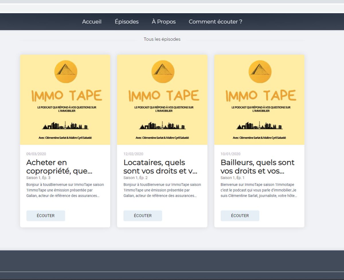 #immobilier #podcast #ImmoTape Saison I - Episode 3 by <a href="/ClemSarlat/">Clémentine Sarlat</a> &amp; <a href="/GALIAN/">۟</a>  : Acheter en #copropriété que faut-il vérifier ? 
shows.acast.com/immo-tape/epis…